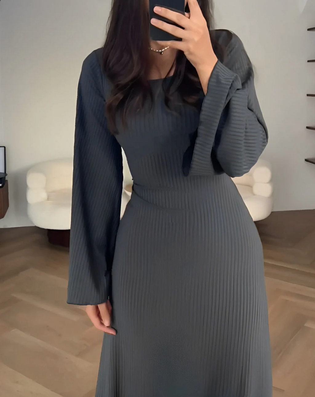 Zarif Örgü Maksi Elbise