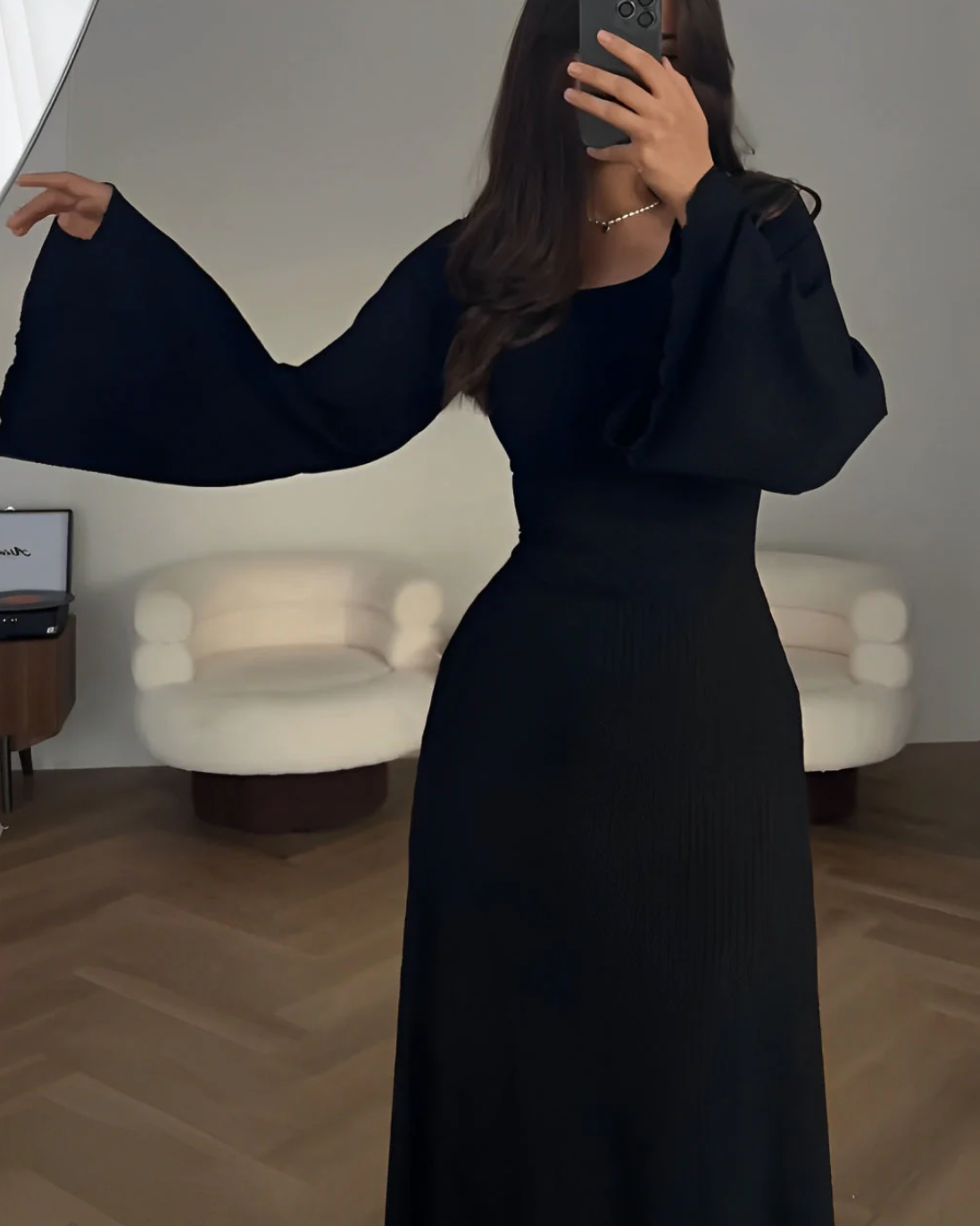 Zarif Örgü Maksi Elbise